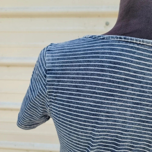 Jane and Delancey XS Women Blue White Casual Stripe Side Knot Short Sleeve Dress - Picture 2 of 8